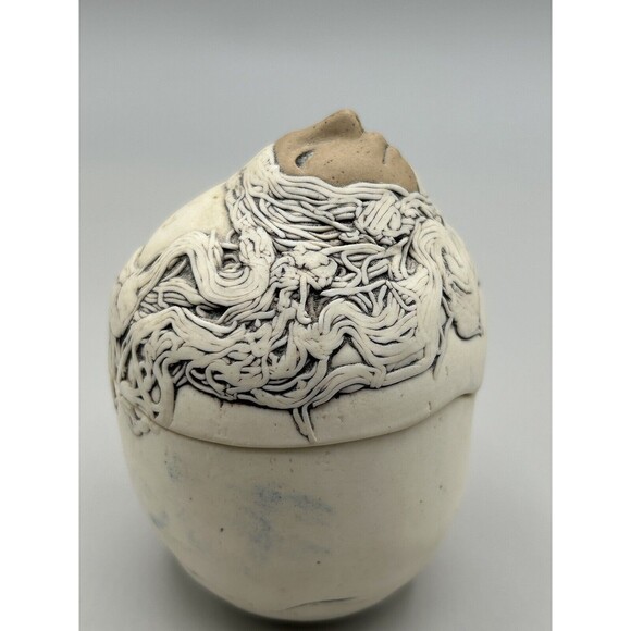 1993 Jude Holdsworth Studio Pottery one Face Lidded Box Late Century - Picture 3 of 14